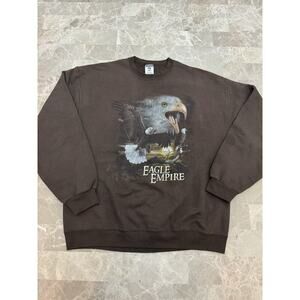 Vintage 90s Eagle Empire Graphic Sweatshirt Brown Art Nature Animal Earth L